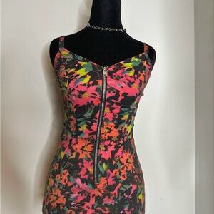 Guess Multicolor Floral Zip-Up Top